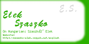 elek szaszko business card